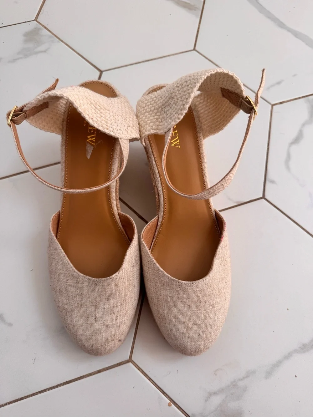 J. Crew Cream Espadrille Ankle-Strap Wedge Sandals NWOB- New Never Worn